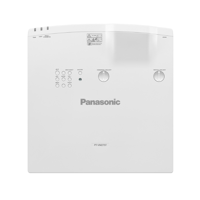 Panasonic PT-VMZ7STU7 7000-Lumen WUXGA Short Throw Golf Simulator Projector top view.