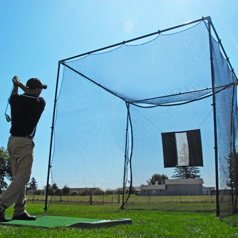 Parbuster Harley Golf Driving Range Net with golfer practicing.