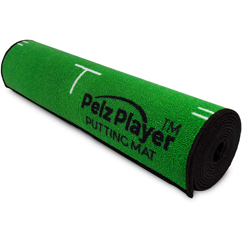 Pelz Player Putting Mat rolled up close view.