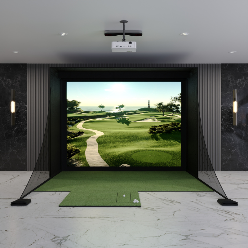 ProTee United VX DIY12 Golf Simulator Package front view.