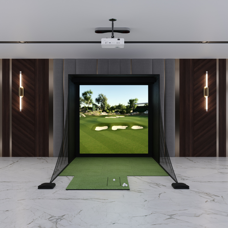 ProTee United VX DIY Golf Simulator Package with 8x8 Carl&#39;s Place DIY Enclosure.