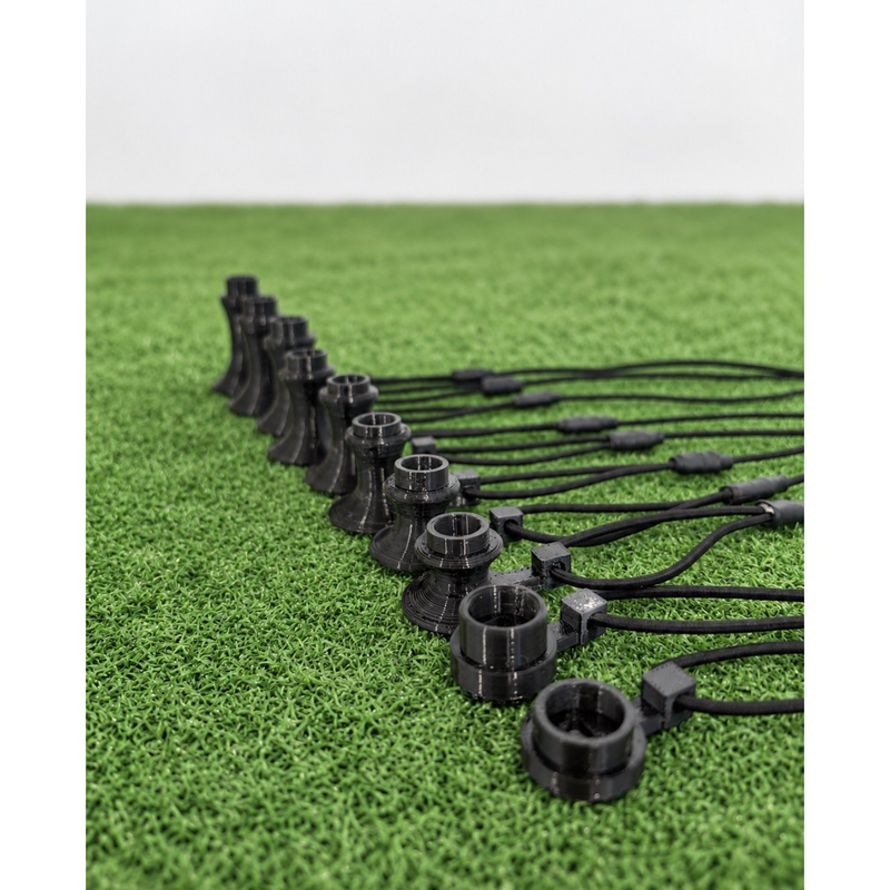 RadTee Anchor Tee and Tether 5-Pack tethered tees side view.