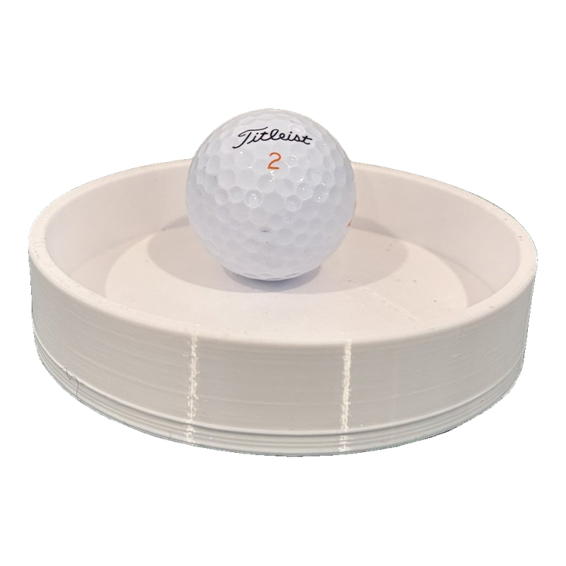 RadTee Golf Simulator Putting Cup white cup with golf ball.