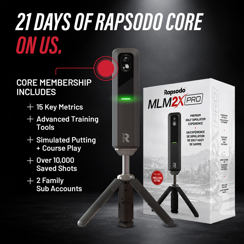 Rapsodo MLM2XPRO with retail box and 21-day Rapsodo CORE membership trial.