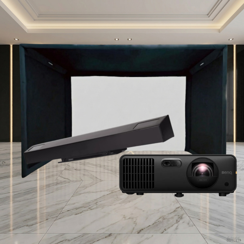 Red Stakes Golf Pro Launch Monitor SIGPRO Commercial Golf Simulator Enclosure Projector Package