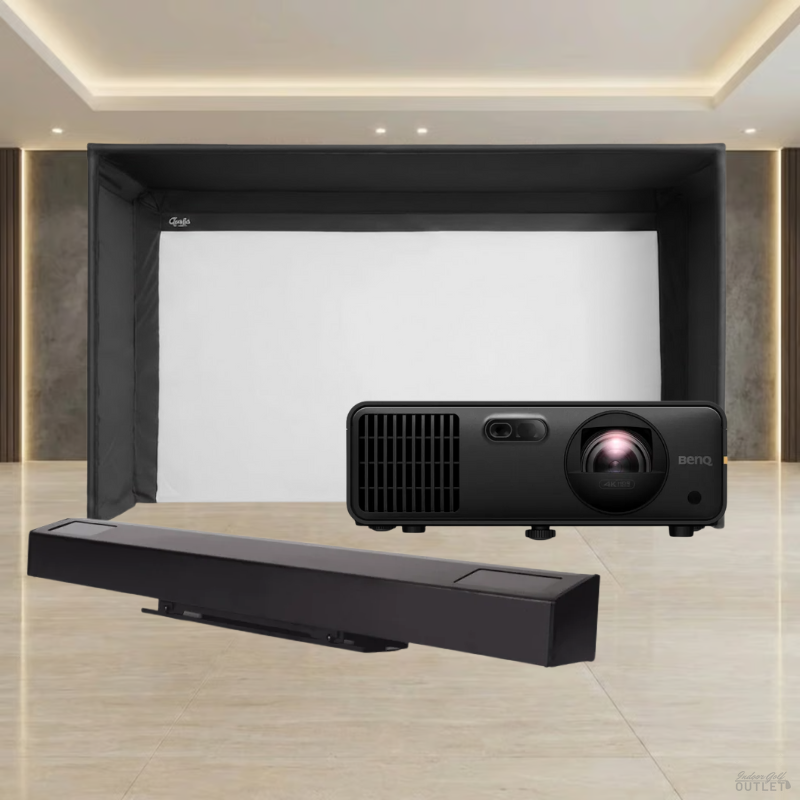 Red Stakes Golf Launch Monitor Carl's Place Pro Golf Simulator Enclosure Projector Package.