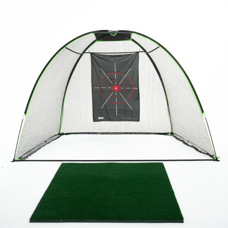 SIG 10&#39; x 7&#39; Rounded Golf Net with mat and target.