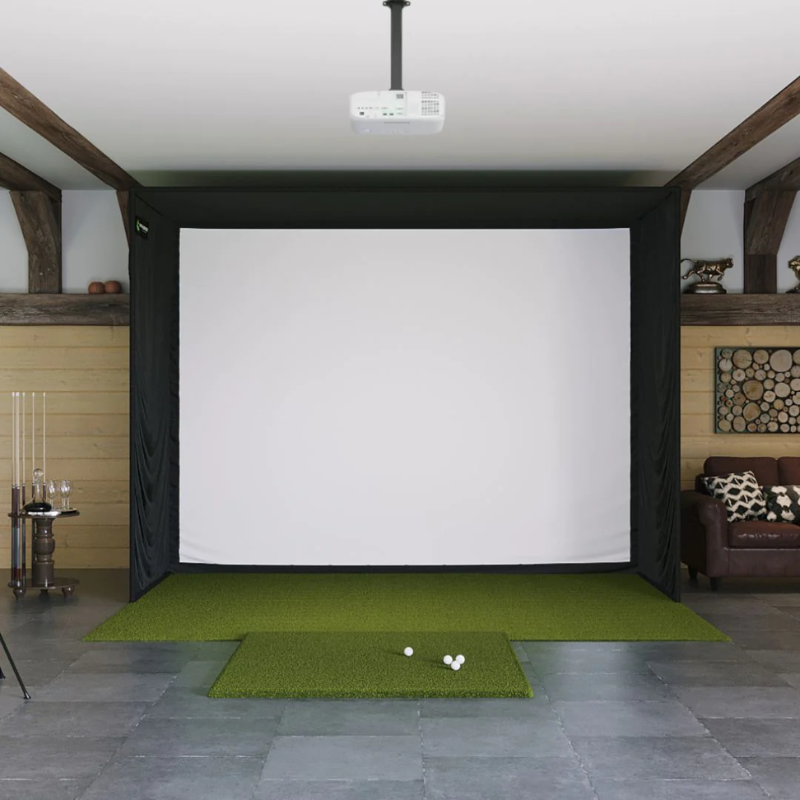 SIG12 Golf Simulator Studio Complete Package with SIGPRO Fairway Series Golf Mat.