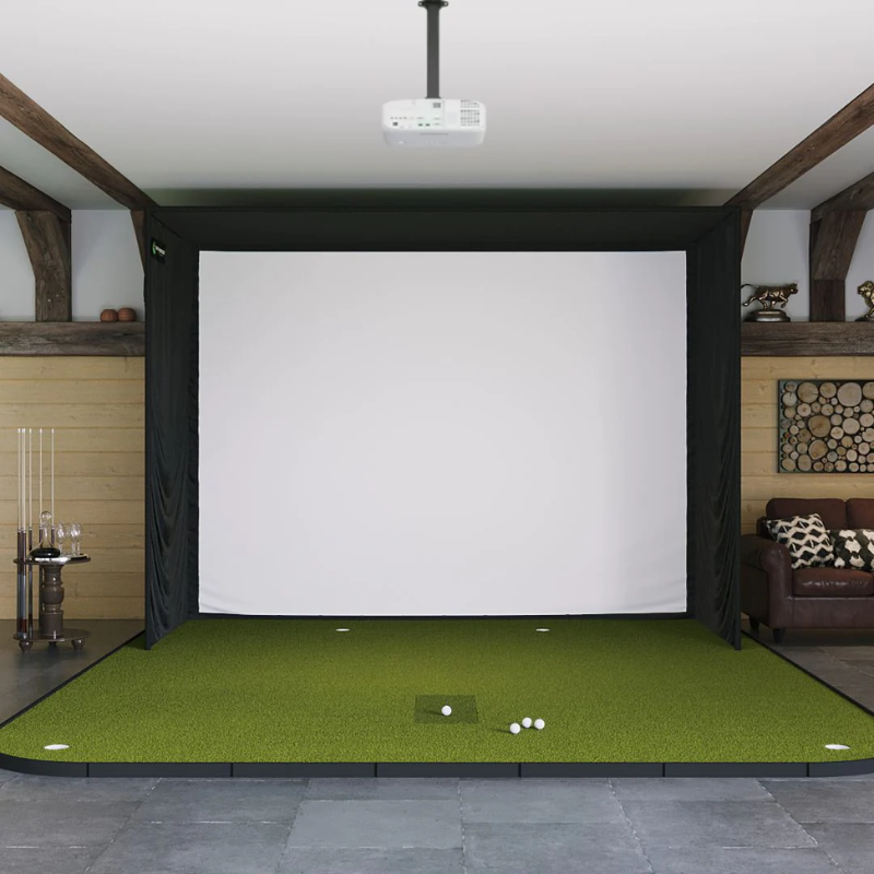 SIG12 Golf Simulator Studio Complete Package with SIG12 Golf Simulator Flooring.