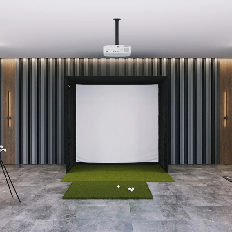 SIG8 Golf Simulator Studio Complete Package with Fairway Series Golf Mat.