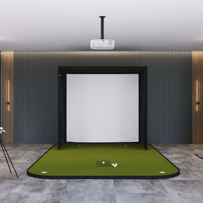 SIG8 Golf Simulator Studio Complete Package with SIG8 Golf Simulator Flooring.