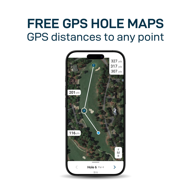 Shot Scope LM1 Launch Monitor free GPS hole maps in the Shot Scope app.