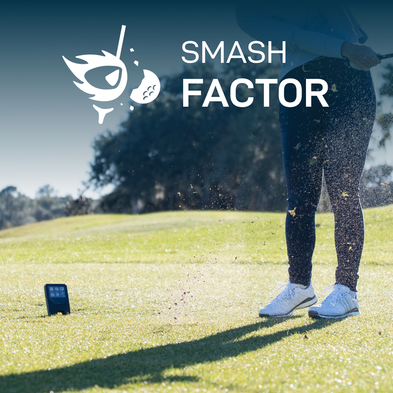 Shot Scope LM1 Launch Monitor tracking smash factor during a tee shot.