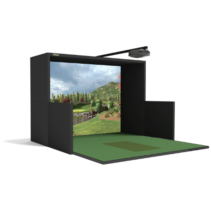 SimBooth 1 Golf Simulator Enclosure with Half Walls and Projector.