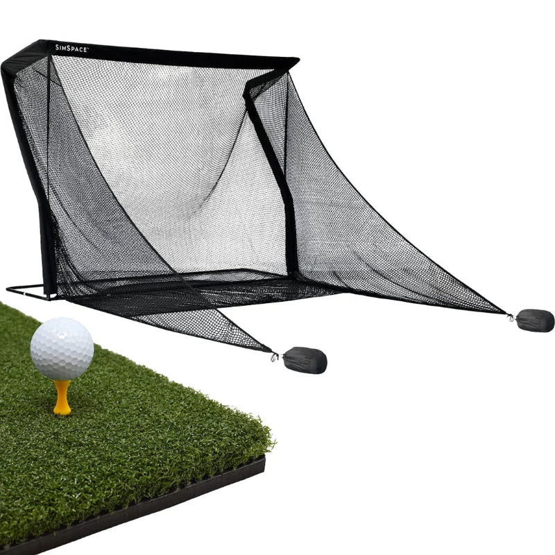 SimSpace Wide Deluxe Practice Net with Tee Turf Hitting Mat.