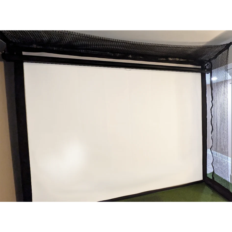 SkyGuard Golf Simulator Safety Netting front view in a small room.