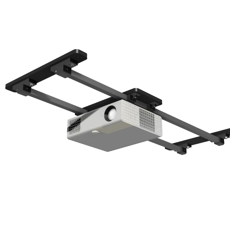 SkyRail Adjustable Sliding Projector Mount sliding middle left gray projector.