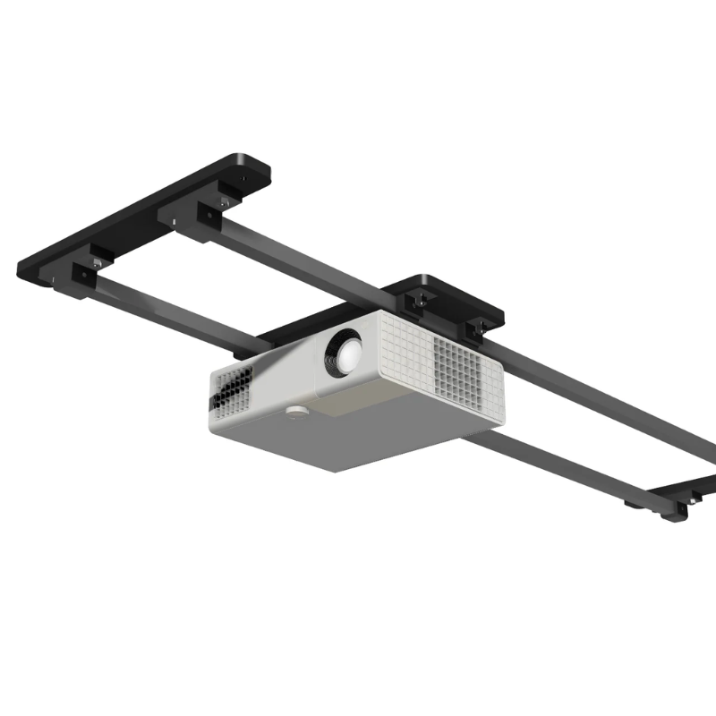 SkyRail Adjustable Sliding Projector Mount middle left gray projector.