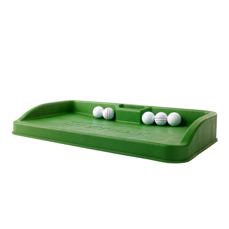 SkyTrak Ball Tray side view with golf balls.