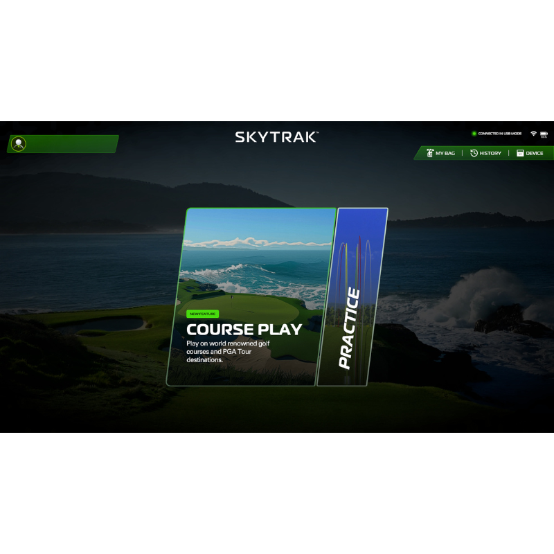 SkyTrak Course Play Software user interface.