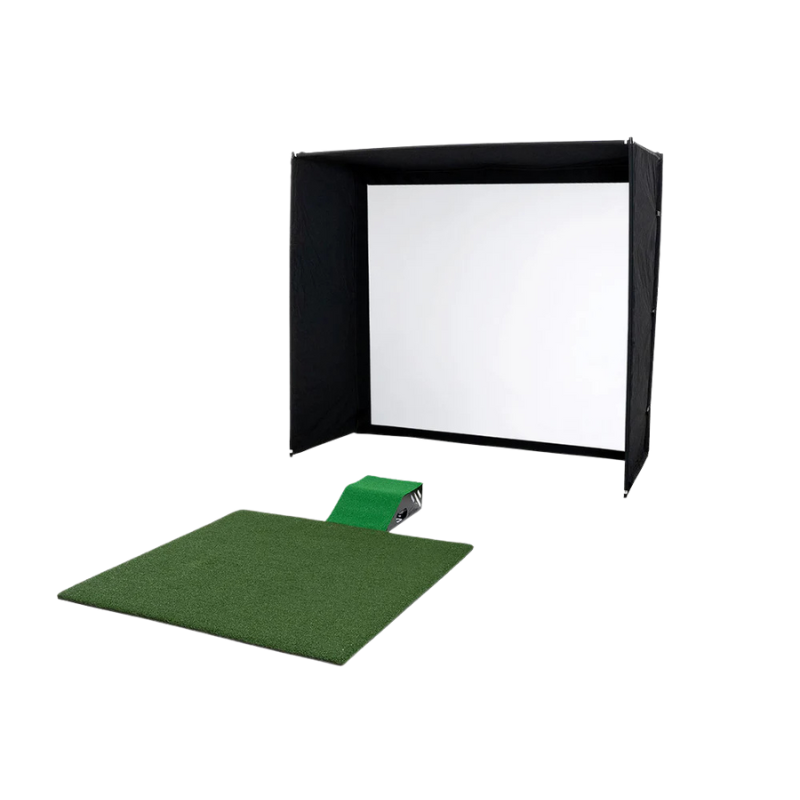 SkyTrak Golf Simulator Studio Enclosure Package Standard Studio complete package view with floor mount.