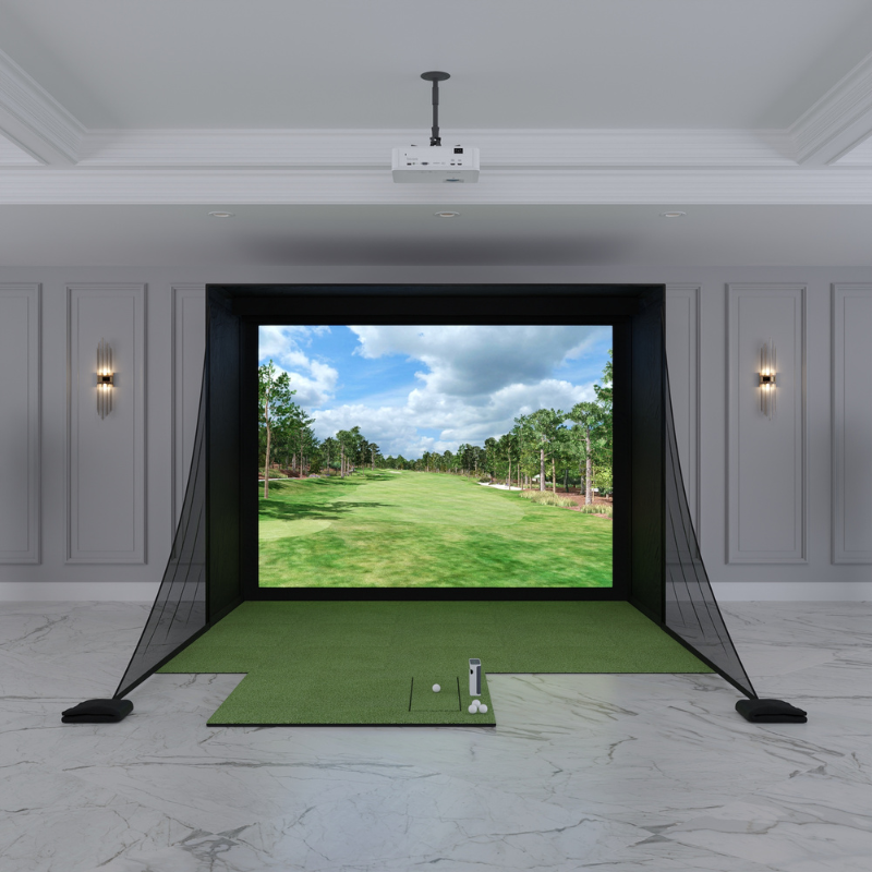 SkyTrak+ DIY Golf Simulator Package with 8x10.5 Carl&#39;s Place DIY Enclosure.