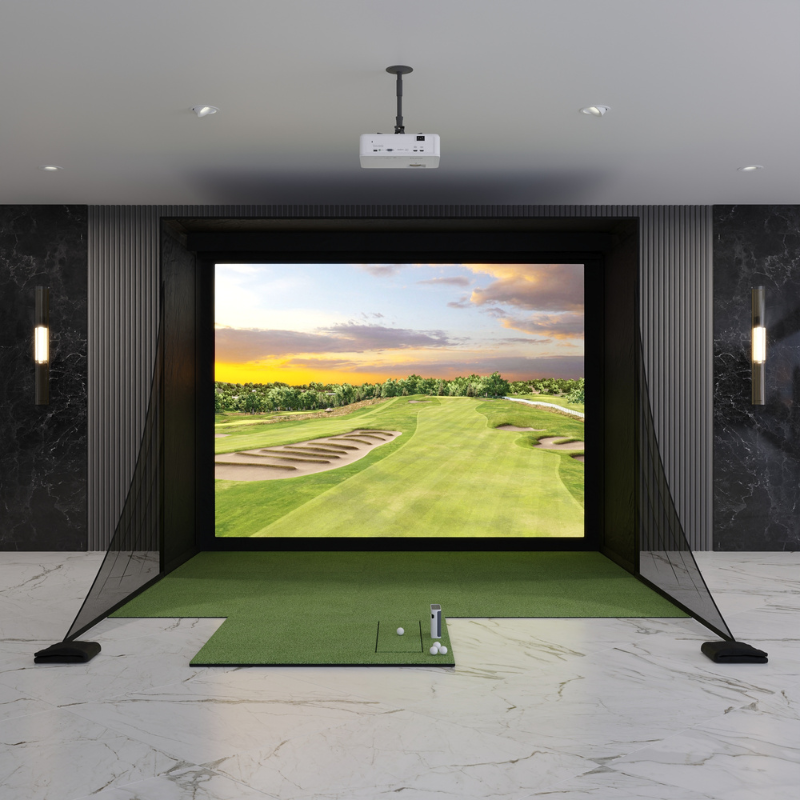 SkyTrak+ DIY Golf Simulator Package with 9x12 Carl&#39;s Place DIY Enclosure.