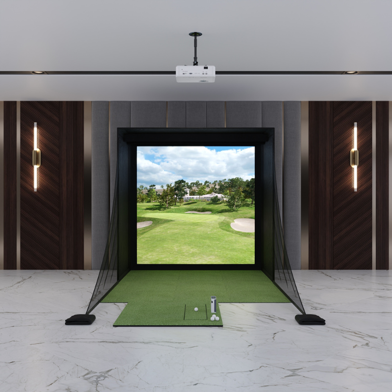 SkyTrak+ DIY Golf Simulator Package with 8x8 Carl&#39;s Place DIY Enclosure.