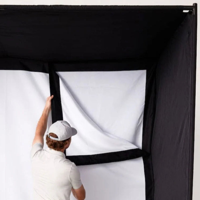 SkyTrak ST Max Golf Simulator Studio Package screen corner placement.