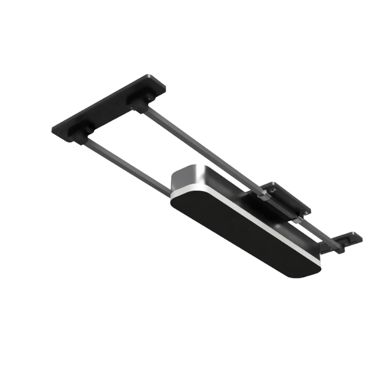 Sliding Track Mount for Overhead Golf Launch Monitors sliding on the edge.