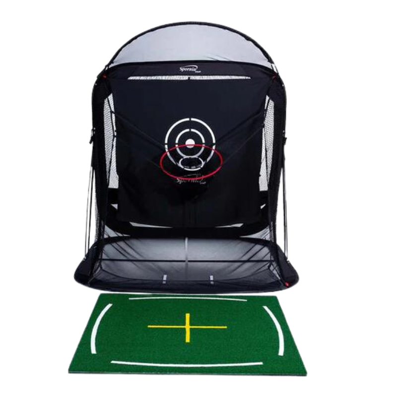 Spornia SPG Golf Practice Net with Academy Golf Mat.