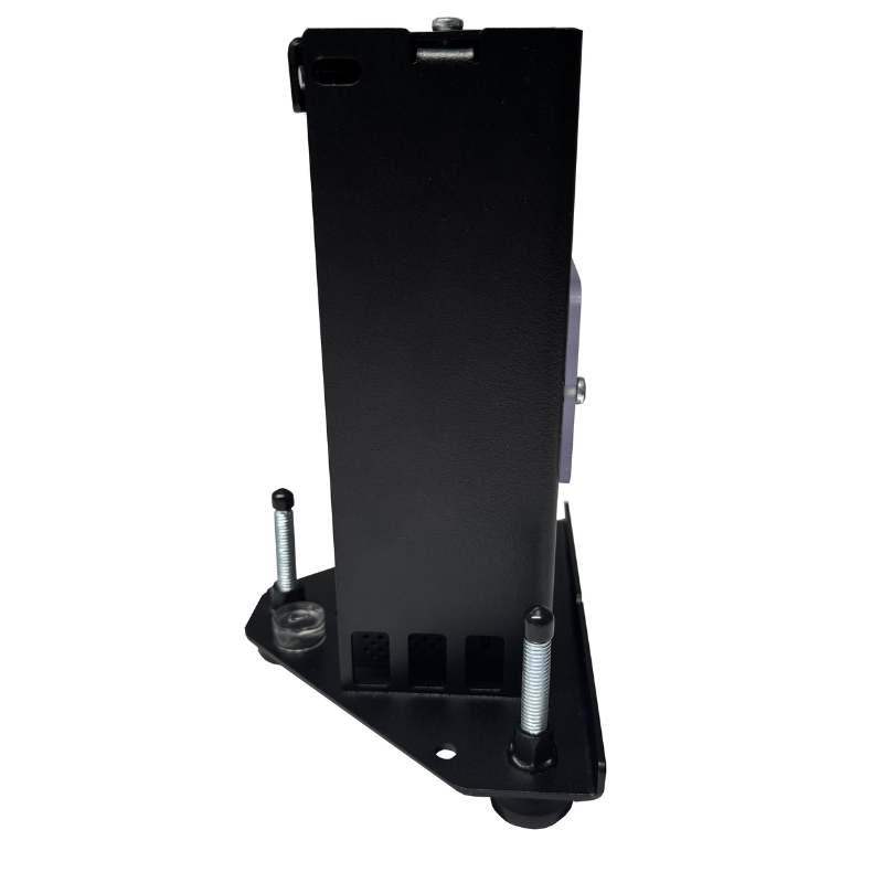 Square Golf Protector side view black metal frame mounting bolts.