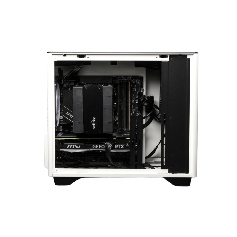 SurfThing SG2 4614 Golf Simulator Computer side view open white case.