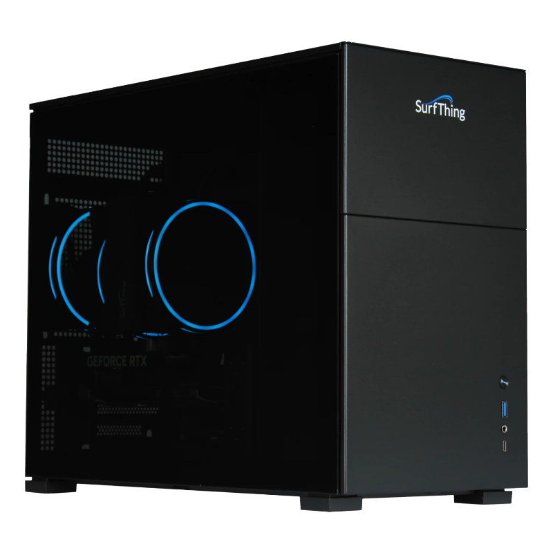 SurfThing SG3-5602 Golf Simulator Computer front angled view closed case.