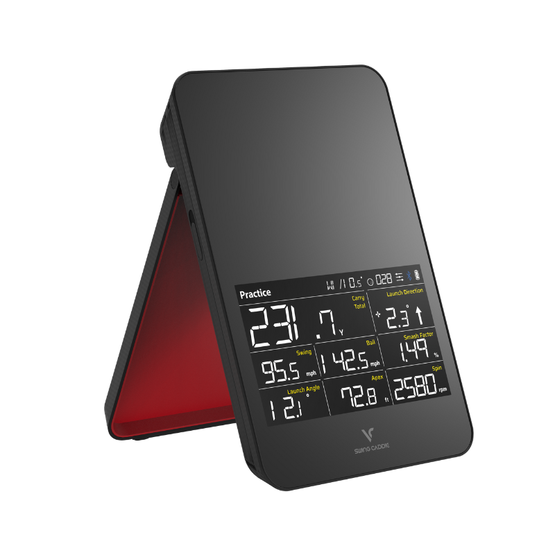 Swing Caddie SC4 PRO Launch Monitor left side view.