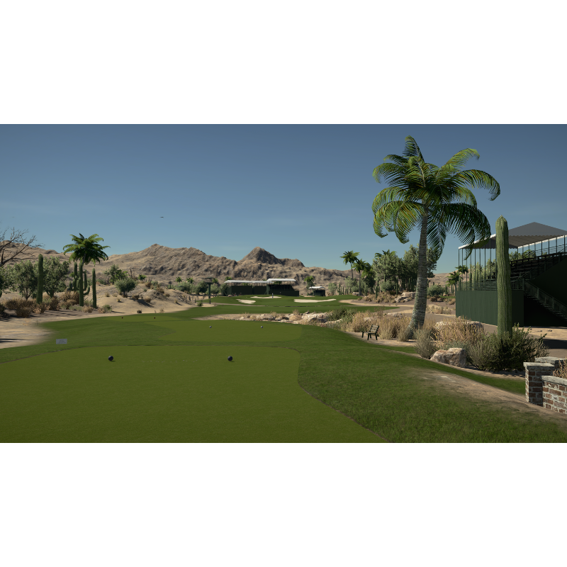 The Golf Club 2019 Simulator Software with desert golf course tee shot.