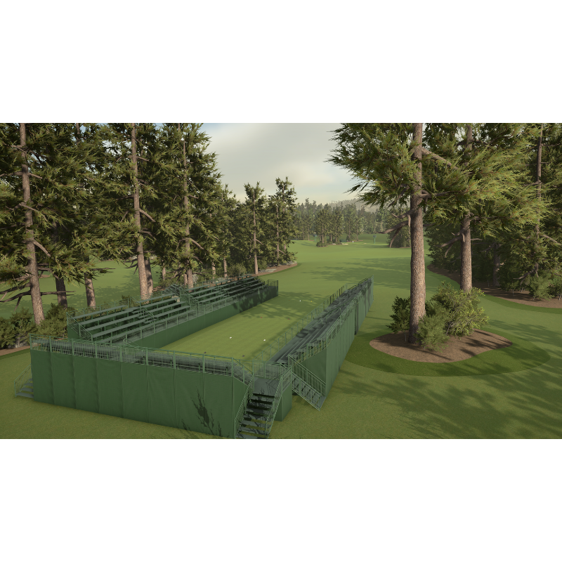 The Golf Club 2019 Simulator Software with grandstands and golf course.