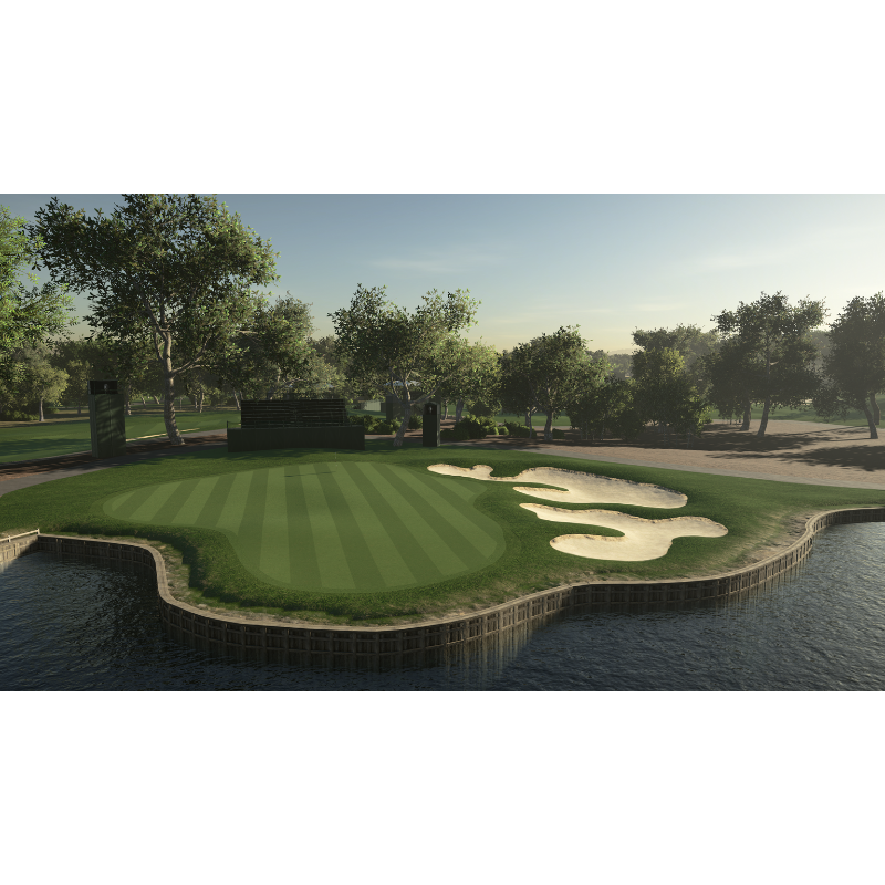 The Golf Club 2019 Simulator Software with golf course green and bunkers.