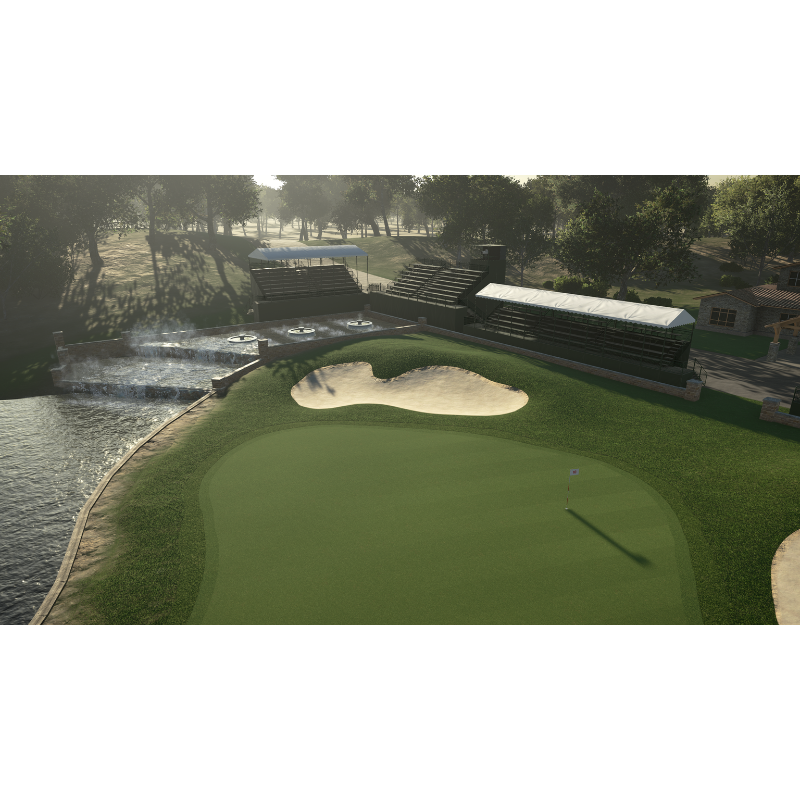 The Golf Club 2019 Simulator Software golf course green with grandstands.