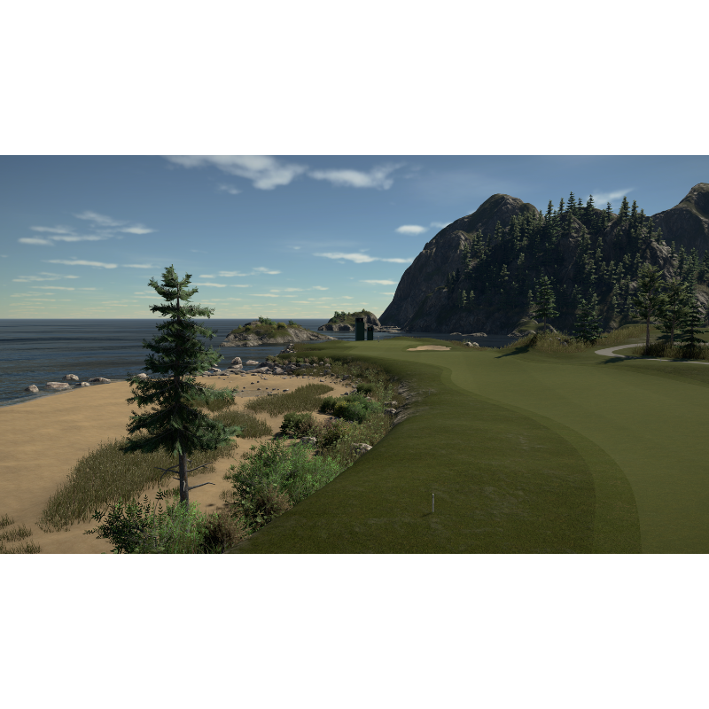 The Golf Club 2019 Simulator Software golf course next to lake.