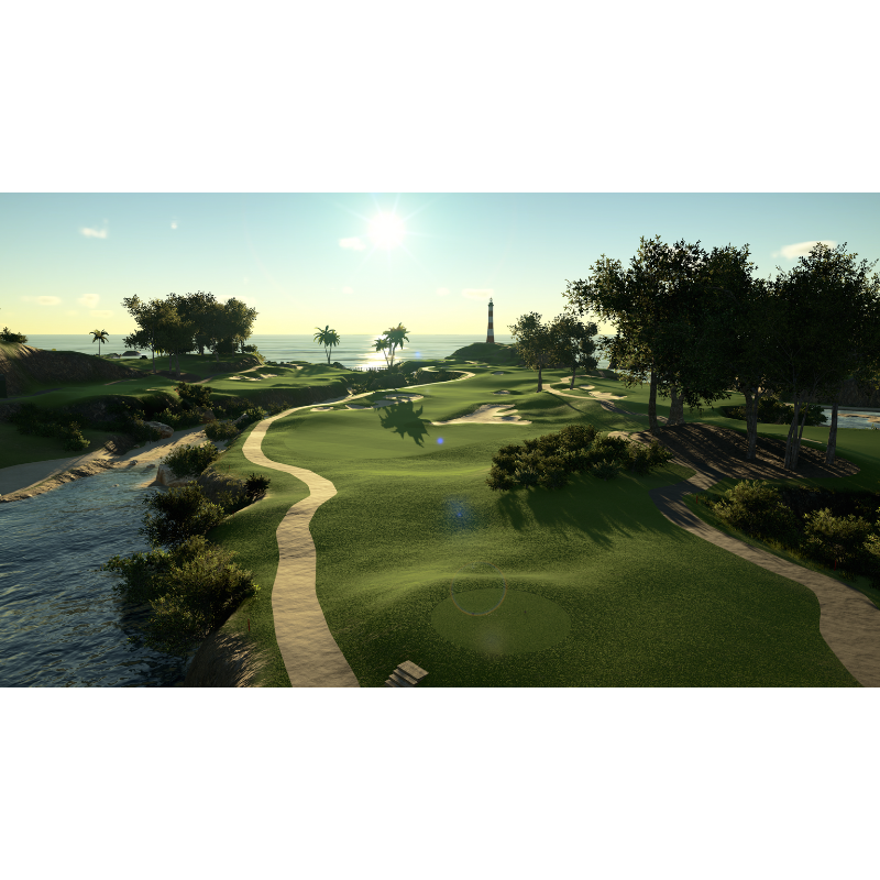 The Golf Club 2019 Simulator Software course by ocean and water.