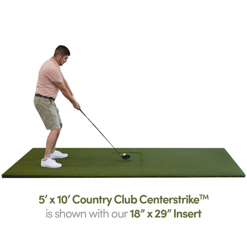 The Country Club Centerstrike Golf Mat by Real Feel Golf Mats 5x10 with insert.