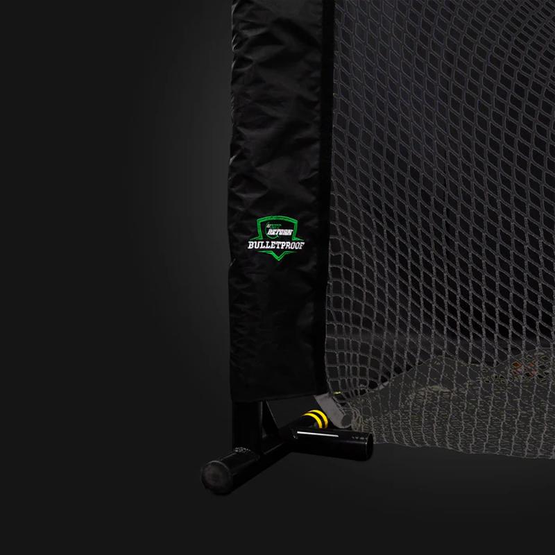 The Net Return Bulletproof Golf Net Bulletproof 9 corner view with black net.