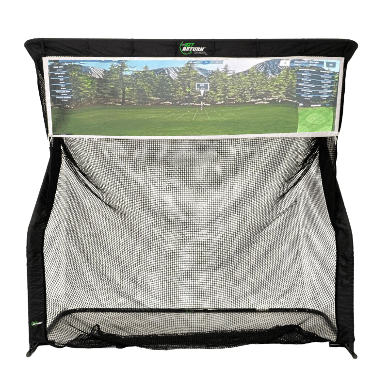The Net Return Split Screen Golf Simulator Screen with projector image on screen.
