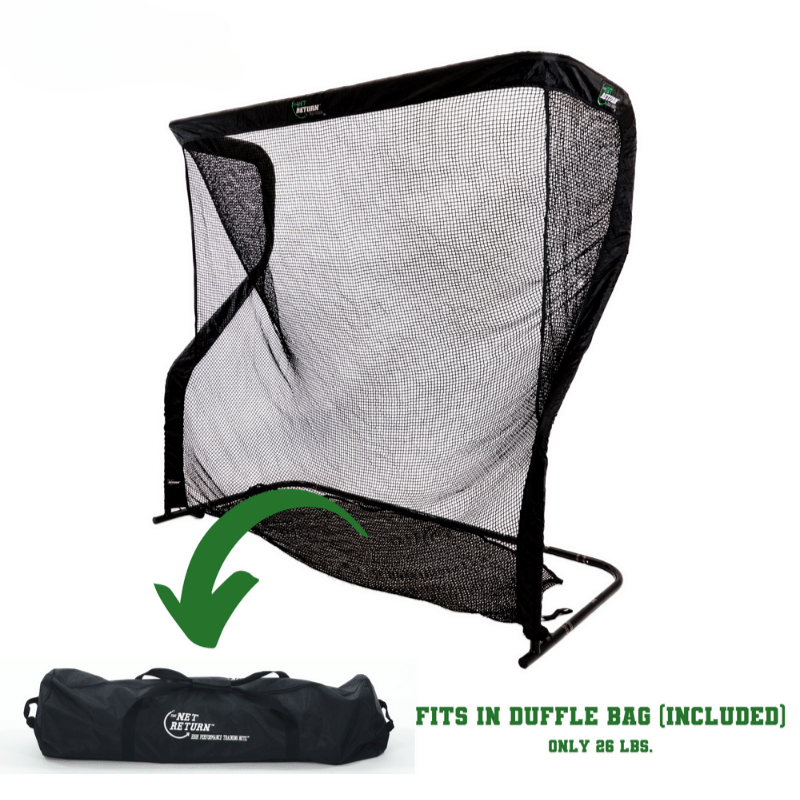 The Net Return Home Series V2 Golf Net with duffle bag.