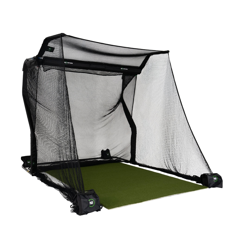 The Net Return Pro No Fly Zone Package angled front view with overhead canopy.