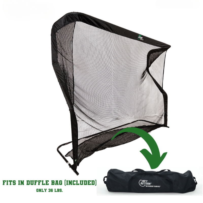The Net Return Large 10 Pro Series golf net with duffle bag.