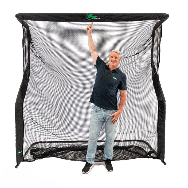 The Net Return Pro Series V2 Large 8 with man showing height.