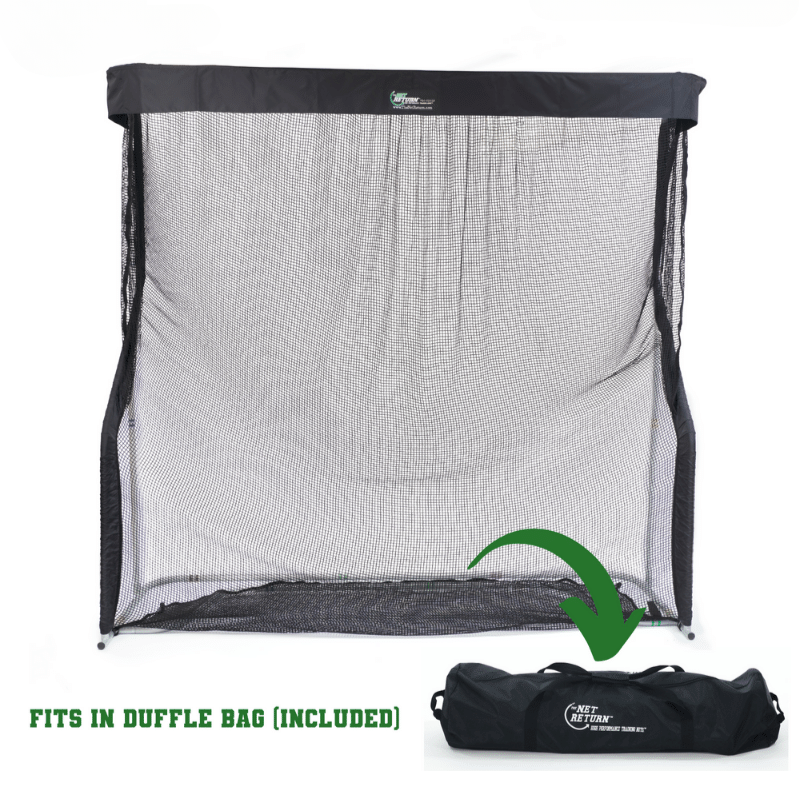 The Net Return Pro Series V2 XL Golf Net with duffle bag.