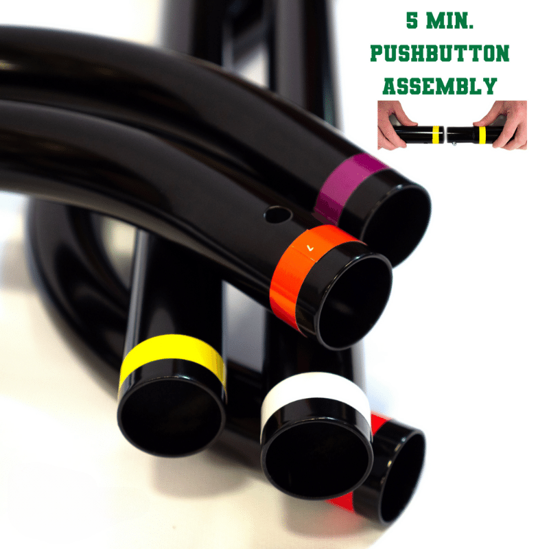 The Net Return Pro Series V2 frame pipes with color coding.